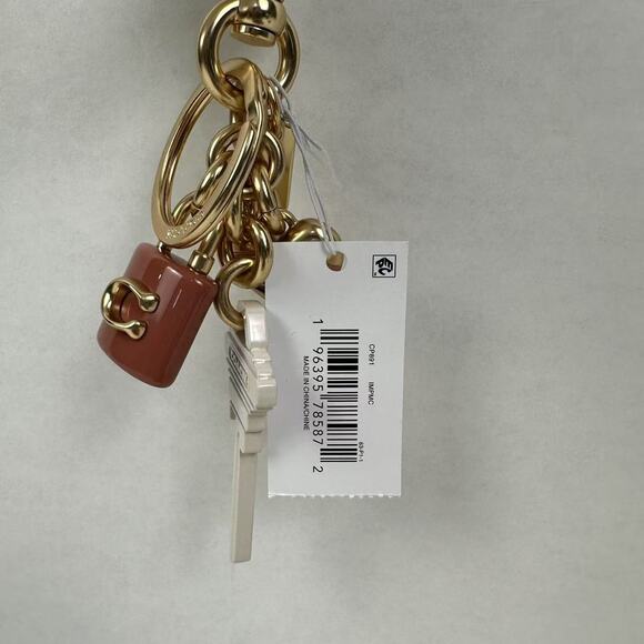 Coach Key Cluster Bag Charm Keychain Gold Pink White Multi CP891 NWT - Picture 5 of 6